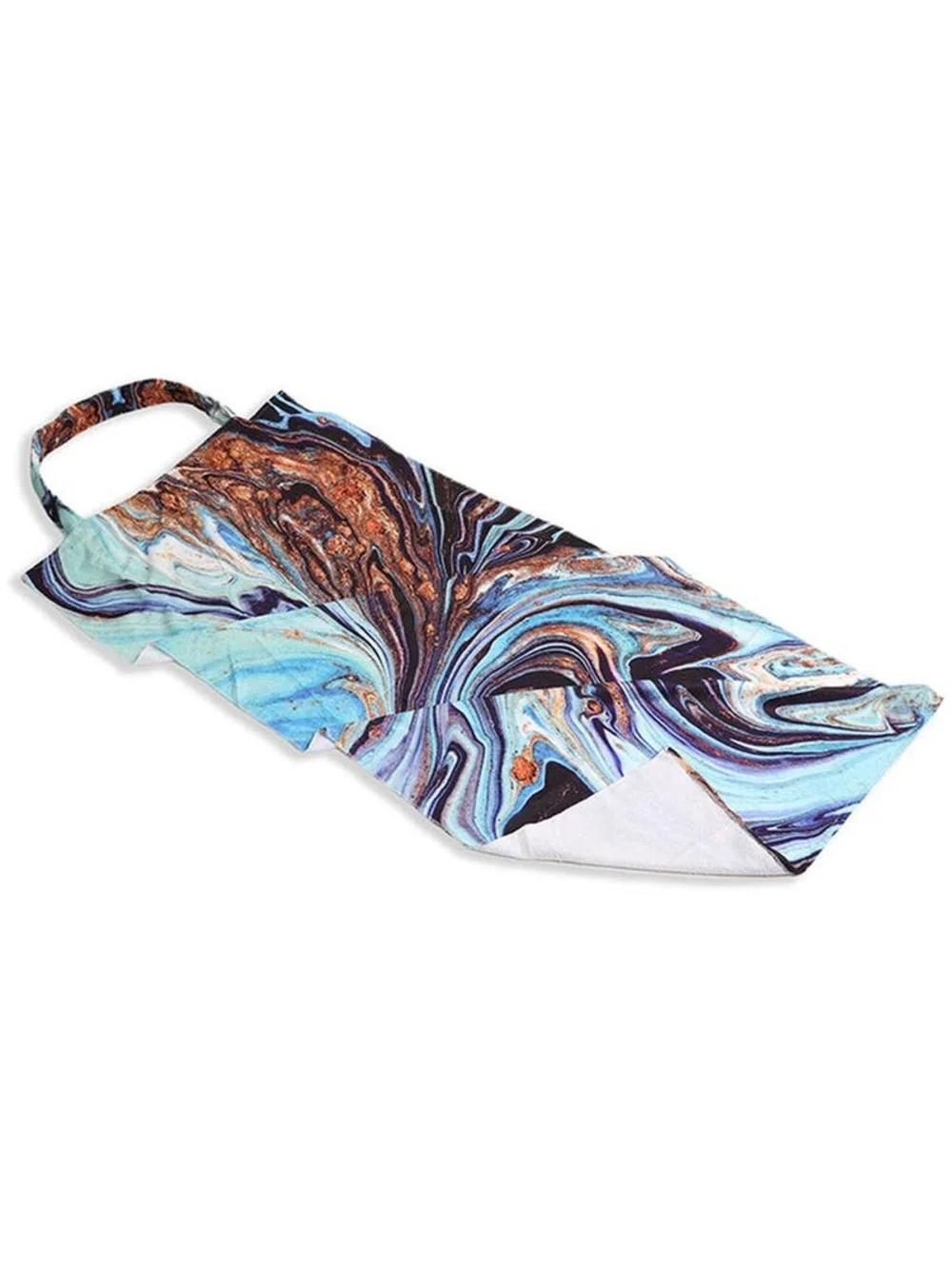 Marbled Swirl 2 In 1 Beach Towel/Tote Bag in Aqua and Copper